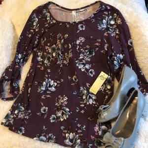 Floral plum PerSeption shirt.